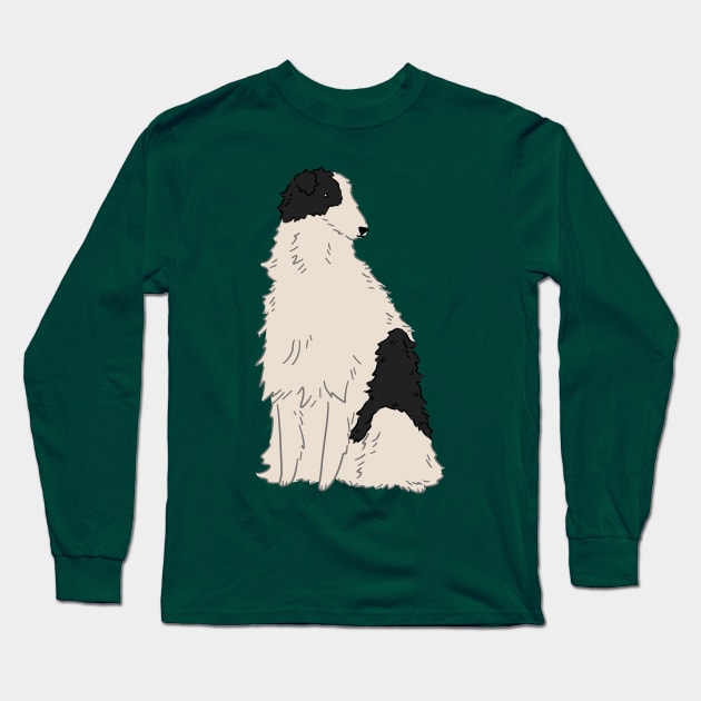 Black and White Borzoi Long Sleeve T-Shirt by saradaboru